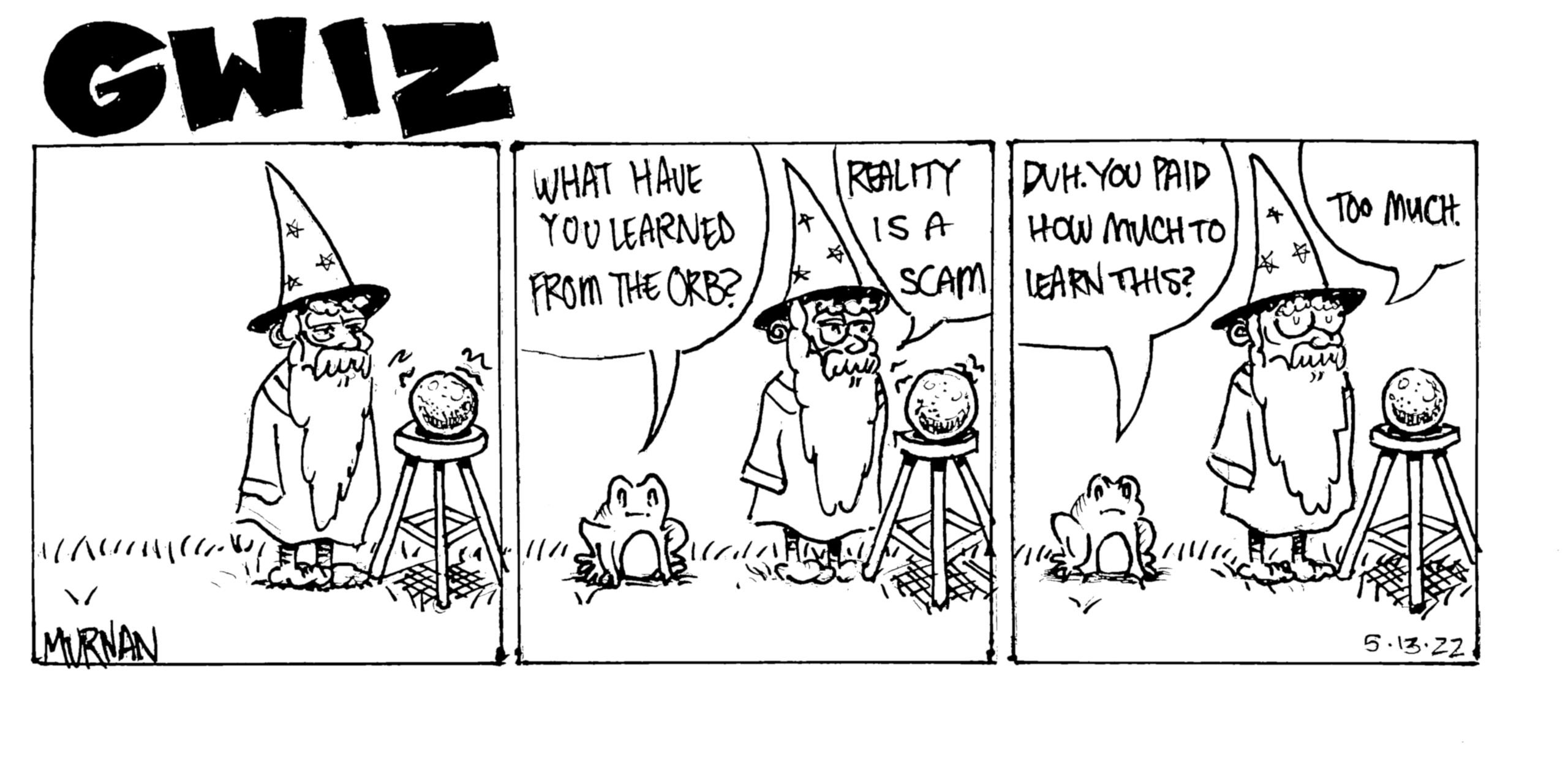 A four-panel Gwiz comic strip about scams